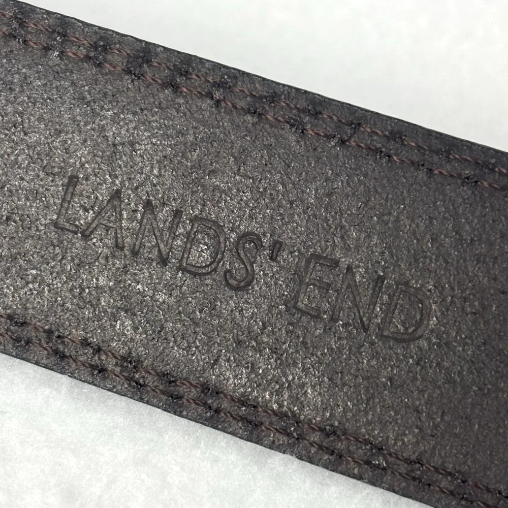 Lands' End Dark Brown Suede Leather Belt Men's Size 46 Classic Outdoor Preppy